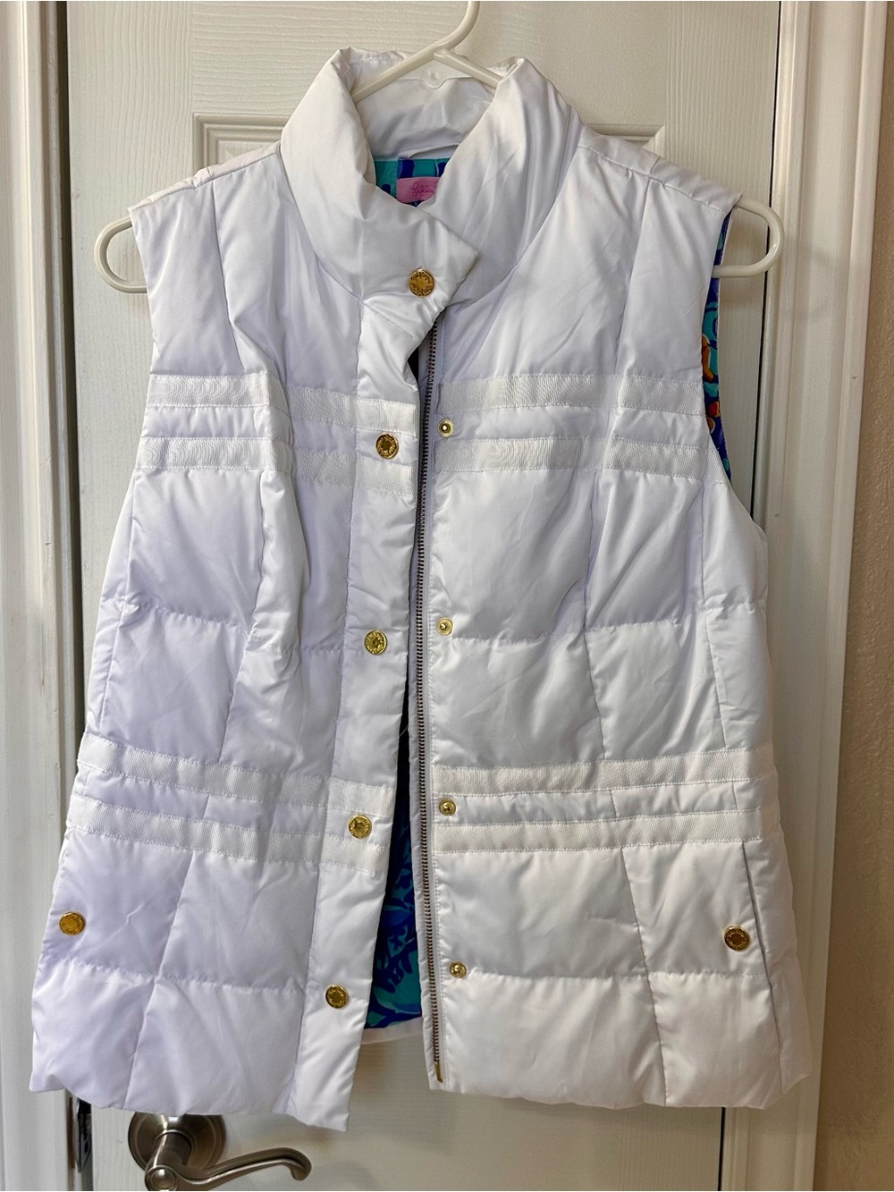 Lilly Pulitzer White Shell Jacket with Bright Tropical Liner